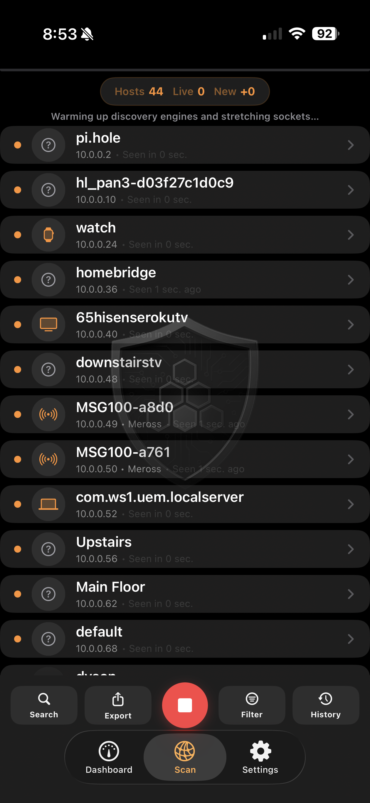 ScanLan live scan list view